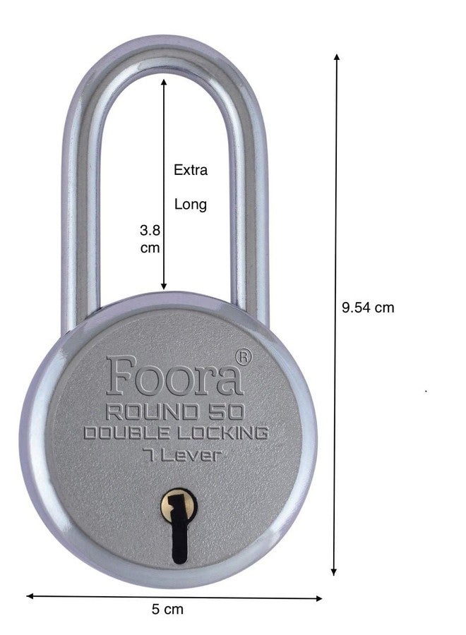 Foora Small Lock and Keys, Long Neck Shackle Door Lock for Home, Shop Same Key for Multiple Lock, 2 Padlock 5 Same Key Lock Set, Common Key Lock Set of 2 Silver Finish - Image 3